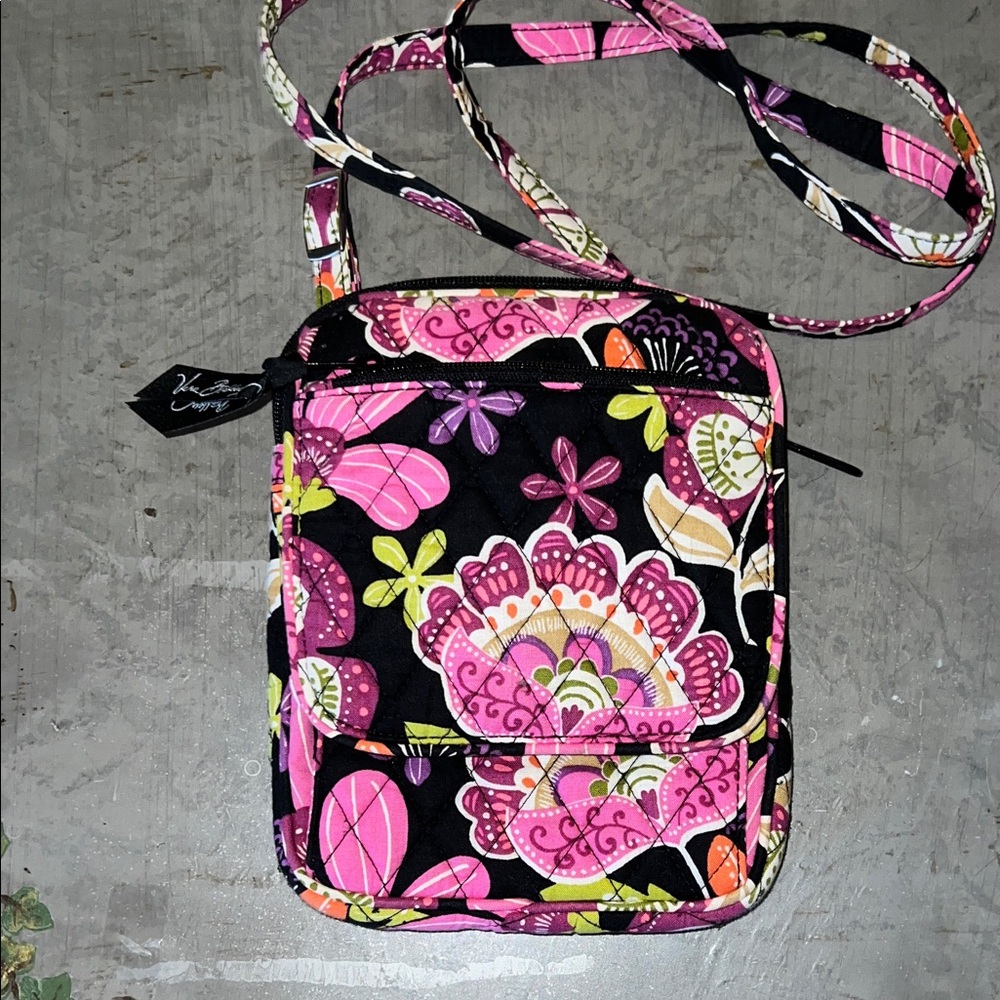 Vera Bradley Floral Crossbody Bag in Pink and Black